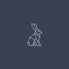 Rabbit line art logo design.