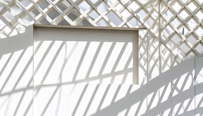 Obraz premium White Lattice Window Pattern Shadow Diagonal Architectural Graphic