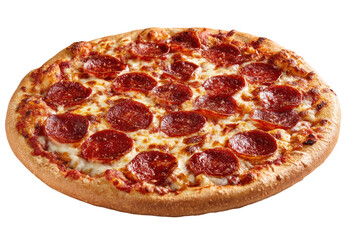 Round pizza with pepperoni and cheese