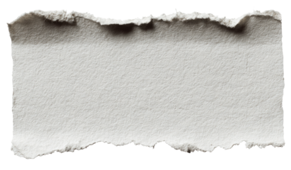 Ripped rectangular piece of off-white paper with ragged edges