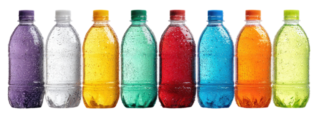 Row of colorful plastic bottles (3)