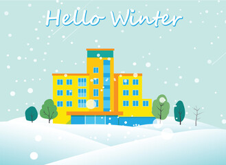 christmas greeting card with snow