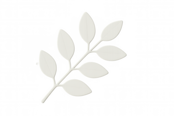 White leaf branch 3d rendered against transparent backdrop, representing natural growth and ecological themes