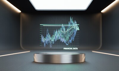 Financial data visualization, holographic chart, futuristic stock market graph, technology background, business analytics, abstract  