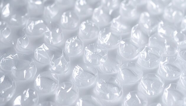 Close-up Macro Shot of Glossy White Bubble Wrap Texture