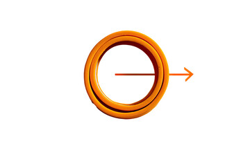 Golden circular design with directional arrow