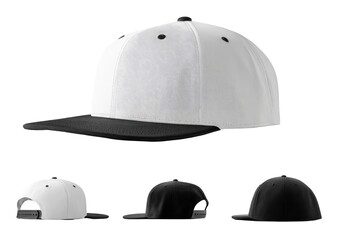 White and black baseball cap mockup