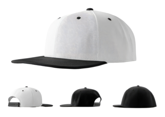 White and black baseball cap mockup