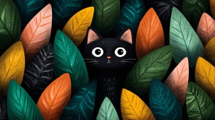 National Black Cat Appreciation Day poster with cute feline illustration 
