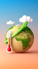 Earth with rising temperature graphic