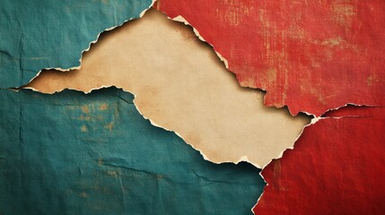 Abstracted Torn Paper Displaying a Palette of Colors and Textural Characteristics