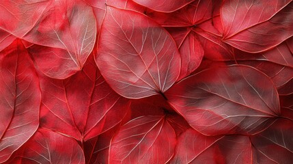Intricate Veins of Crimson Leaves: A Botanical Tapestry