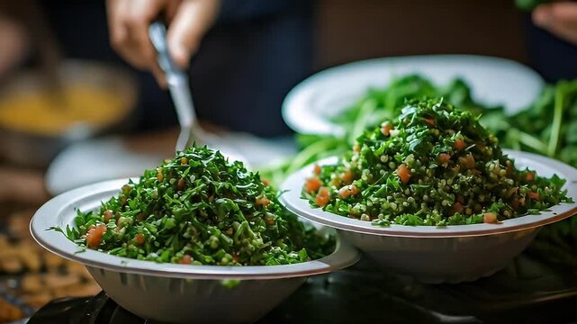 fresh tabbouleh salad bowls healthy mediterranean cuisine
