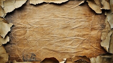Aged Crinkled Paper Texture: Grunge Background with Torn Edges