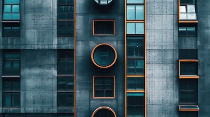 Geometric facade of a modern building
