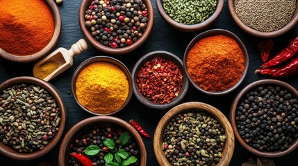 Aromatic culinary spectrum of diverse spices