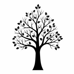 Fototapeta premium A clean tree silhouette in flat vector style. Great for eco projects, nature branding, outdoor designs, and environmental awareness campaigns.