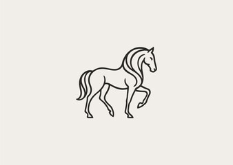 A line art horse logo, representing freedom, strength, and graceful motion