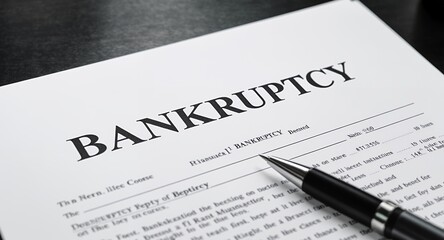 Close-up of Bankruptcy Legal Document with Pen