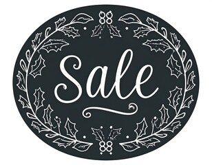 Elegant oval sale sign with holly