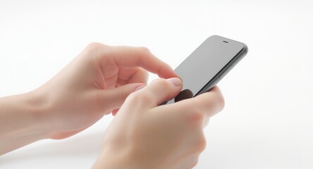 Close-up of hands using a smartphone, touchscreen technology, mobile device interaction
