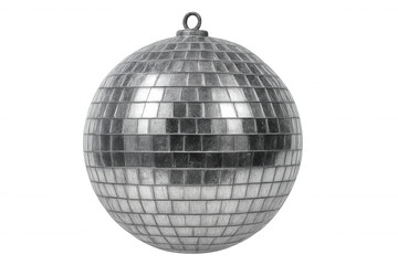 Spinning disco ball reflecting colorful light rays, generating vibrant party ambiance with shimmering metallic surface against transparent background