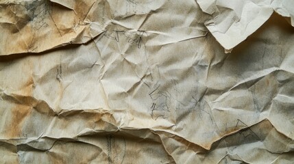 Textured, Crumpled Paper with Faint Markings: A Detailed Macro Shot