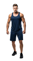 Fototapeta premium Muscular Man in Athletic Wear Isolated on a Transparent Background Ideal for Fitness, Sports, and Health Designs