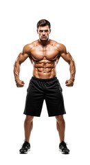 Fototapeta premium Muscular Man Isolated on a Transparent Background A Perfect Fitness Model Image for Your Projects