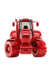 Powerful red tractor with large tires and modern design for agricultural farming tasks on farmers