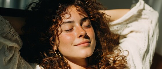 Serene Woman Relaxing in Sunlight