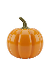 Obraz premium Vibrant orange pumpkin with a curved green stem isolated on a sleek black background perfect for