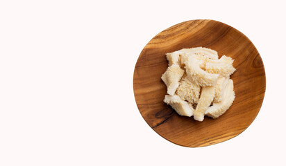 Chopped raw tripe on a plate - beef second stomach