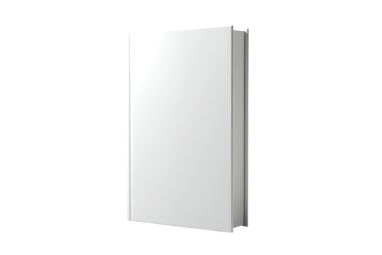 Blank white book, vertical format, studio shot