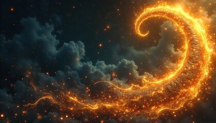 Intricate golden swirls emanate a mystical energy, hinting at ancient secrets and untold power Perfect for fantasy, mythology, and magical themes , occult, radiant, glowing