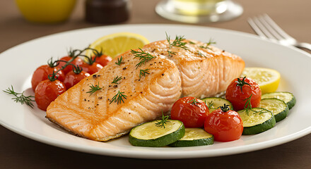 Salmon with Tomato and Zucchini 