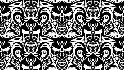 Japanese Oni Mask Pattern without Eyes