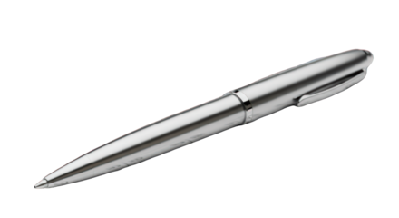 Elegant Silver Pen Isolated on Black Background - Writing Instrument