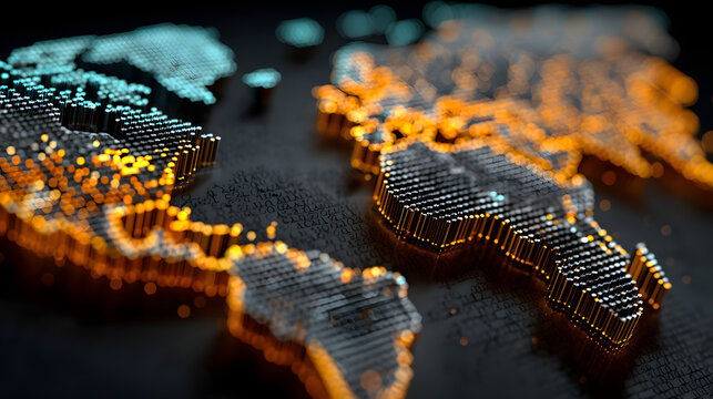 Digital world map - global data monitoring backgroun - Powered by Adobe