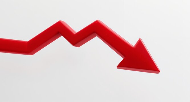 Red Arrow Downward Trend Graphic, Decreasing Data, Negative Statistic, Financial Loss Illustration