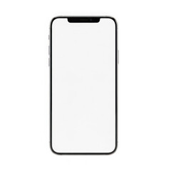 Modern smartphone device displaying a gray screen ready for your content and apps front view.