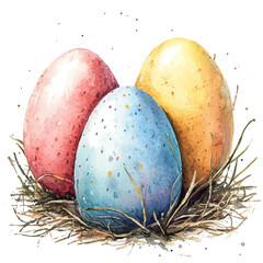Pastel Spring Eggs Illustration, watercolor painting vector, isolated on a white background.