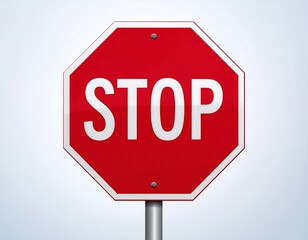 Octagonal red stop sign against light background