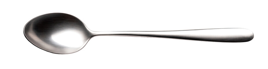 A polished silver teaspoon