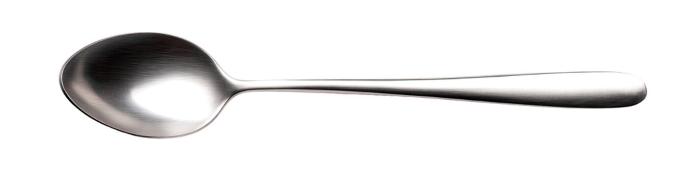A polished silver teaspoon