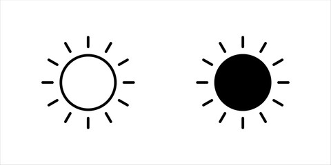  Sun icon set on white background color editable