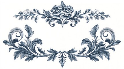 Elegant floral and foliage illustration with intricate design and ornamental elements
