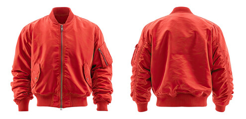 Red bomber jacket, front and back view (5)