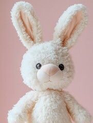 Fototapeta premium Plush Bunny Stuffed Animal: Cute Soft Toy for Children's Play - Adorable Pink & Pastel Design, Perfect Baby Gift & Cuddly Nursery Decor