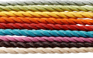 Colorful braided cords in a spectrum of hues